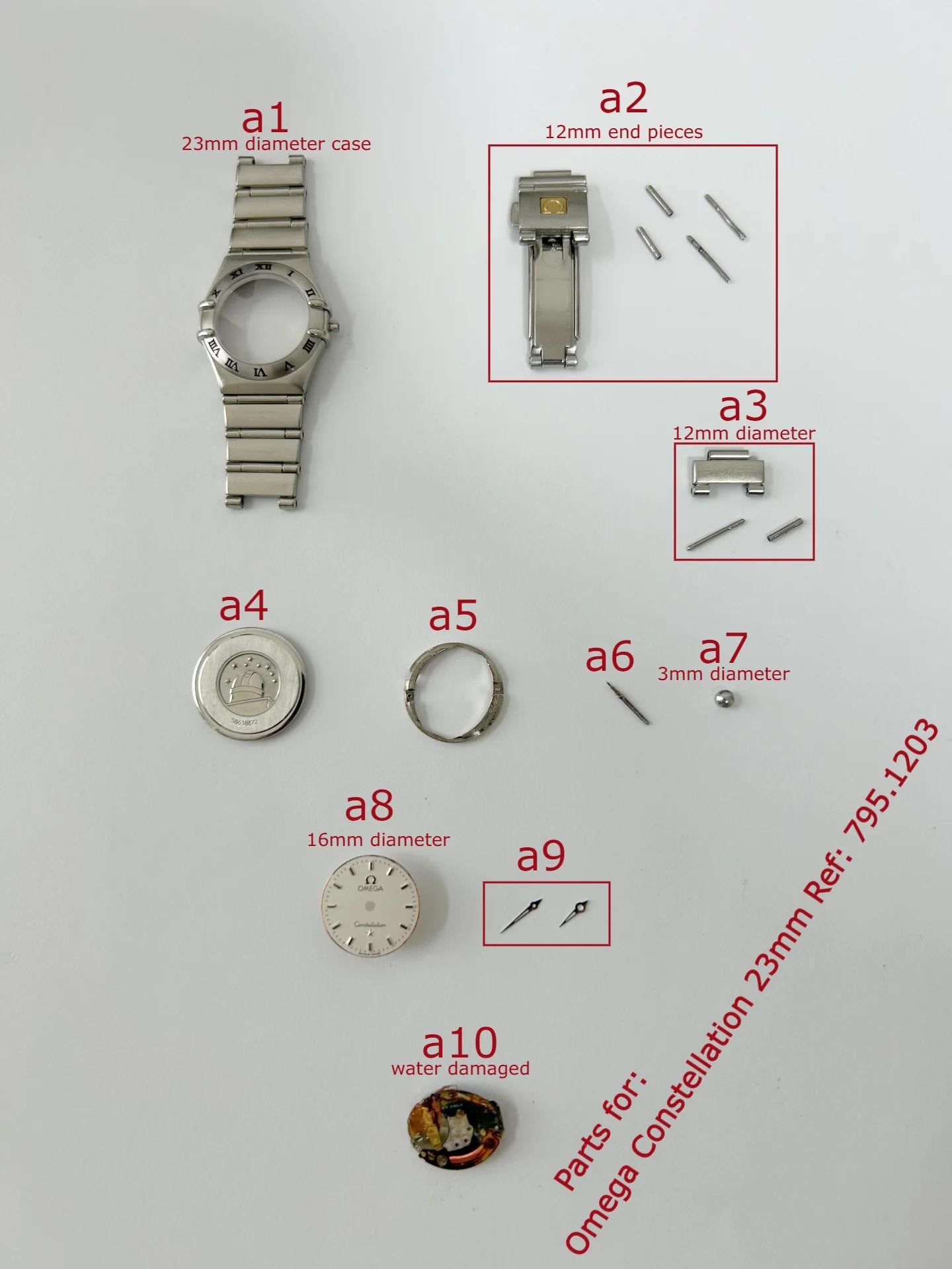OMEGA 時計パーツセット ダイアル・ベゼル・ブレスレット OMEGA Constellation Case Parts Bracelet Ref 795.1203 Hands Dial