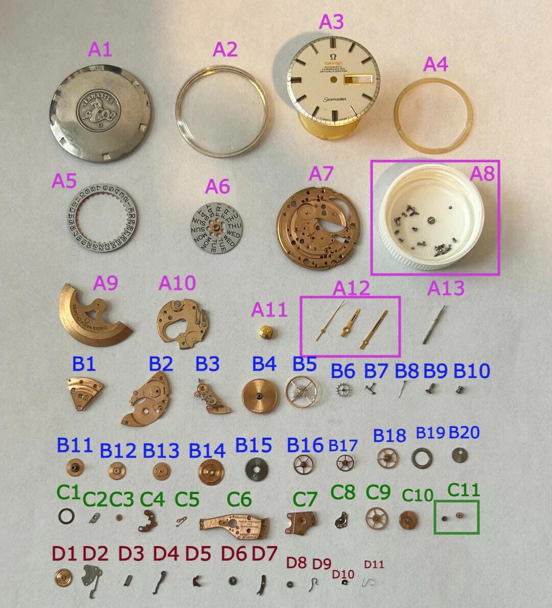 Mouvement Montre BASIS Mécanique Manuel Suisse Acier - Pour Pièces Détachées, Ne Fonctionne Pas
