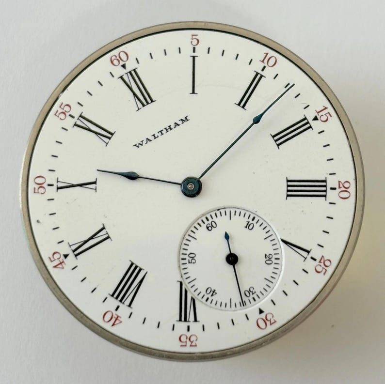 Waltham Grade 210 Pocket Watch Part Movement Balance Fork Spring Bridge Dial image 2