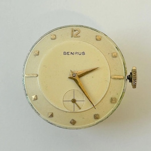 Benrus Cal BB14 Watch Parts Movement Balance Fork Wheels Spring Bridge Dial image 2