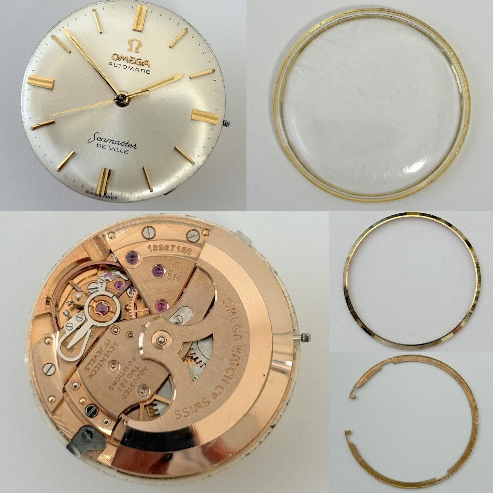 Omega Cal 550 Watch Movement Parts Dial Balance Spring Plate Fork Wheel Rotor 5