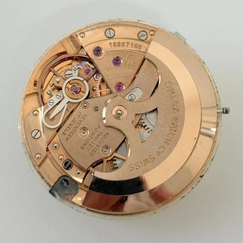 Omega Cal 550 Watch Movement Parts Dial Balance Spring Plate Fork Wheel Rotor 5 image 2