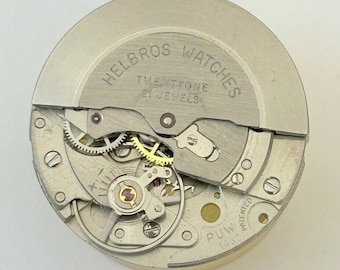 Movimiento de reloj Helbros Cal PUW 1460 para piezas de equilibrio, horquilla, resorte, puente, escritorio