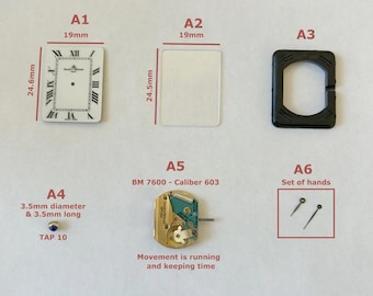 Piezas de reloj Baume & Mercier, movimiento de cuarzo BM 7600 603, esfera, cristal, manecillas, corona