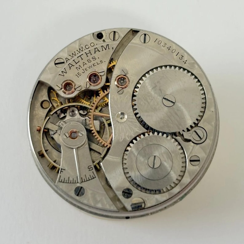 Waltham Grade Seaside Pocket Watch Part Movement Balance Fork Spring Bridge Dial image 1