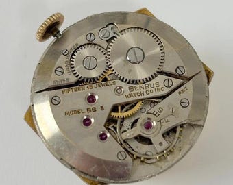 Bulova Cal BB 3 Watch Movement For Parts Balance Fork Spring Bridge