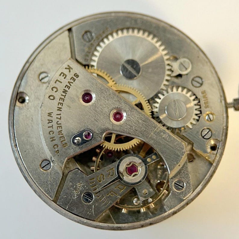 Kelco Watch Co 17 Jewels Watch Parts Movement Balance Fork Spring Bridge image 1