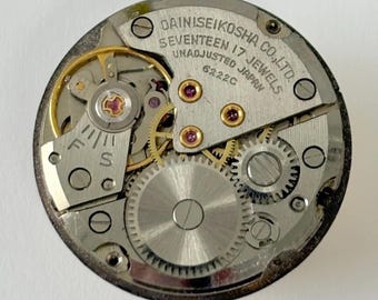 Reloj Seiko Daini Seikosha Cal 6222C Pieza Movimiento Horquilla Resorte Calendario