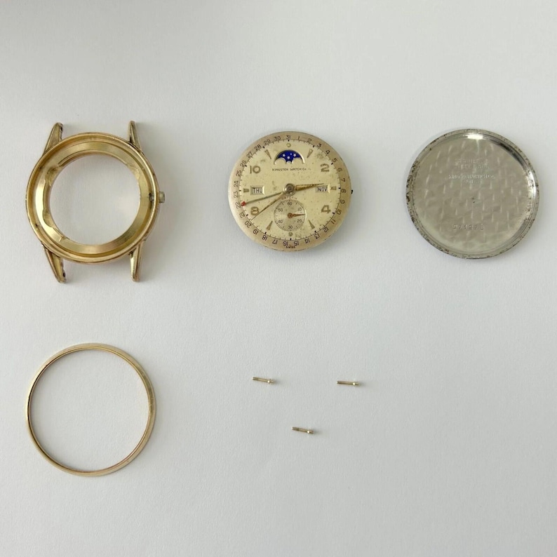 Kingston Watch 107 C Movement Parts Case Hands Dial Bezel Triple-Date Moon Phase image 1