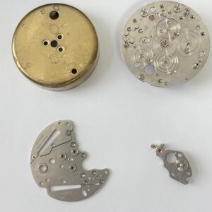 Jaeger LeCoultre Cal 245 Clock Movement Part Balance Fork Barrel Wheel Plates image 2