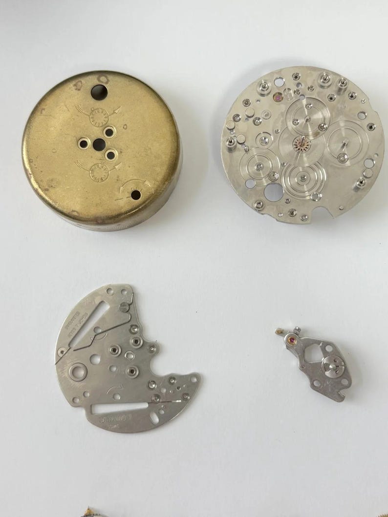 Jaeger LeCoultre Cal 245 Clock Movement Part Balance Fork Barrel Wheel Plates image 2