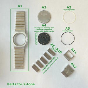 Concord Mariner SG 2Tone gold watch part case movement 18mm link crown stem dial