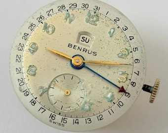 Benrus Cal 13 Day Date ETA 900 Watch Parts Movement Balance Fork Spring Bridge