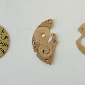 Omega 752 Watch Movement Parts Balance Fork Wheel Spring Bridge Calander Desk image 15
