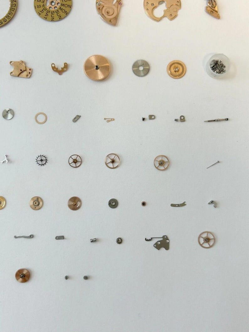 Omega 752 Watch Movement Parts Balance Fork Wheel Spring Bridge Calander Desk image 5