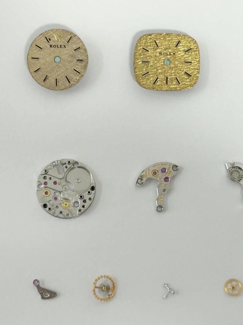 Rolex Cal 1400 Ladies Watch Parts Movement Fork Wheel Spring Bridge Dial Hnads image 2