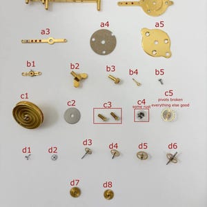 Movimento dell'orologio Jaeger LeCoultre Cal 210 per parti, bilanciere, forcella, chiave, manopola, barilotto
