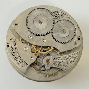 Waltham Grade 210 Pocket Watch Part Movement Balance Fork Spring Bridge Dial image 1