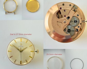 Peças do mecanismo do relógio Omega Cal 550: Cristal, Fivela, Coroa, Fundo da caixa LLU-6289 3