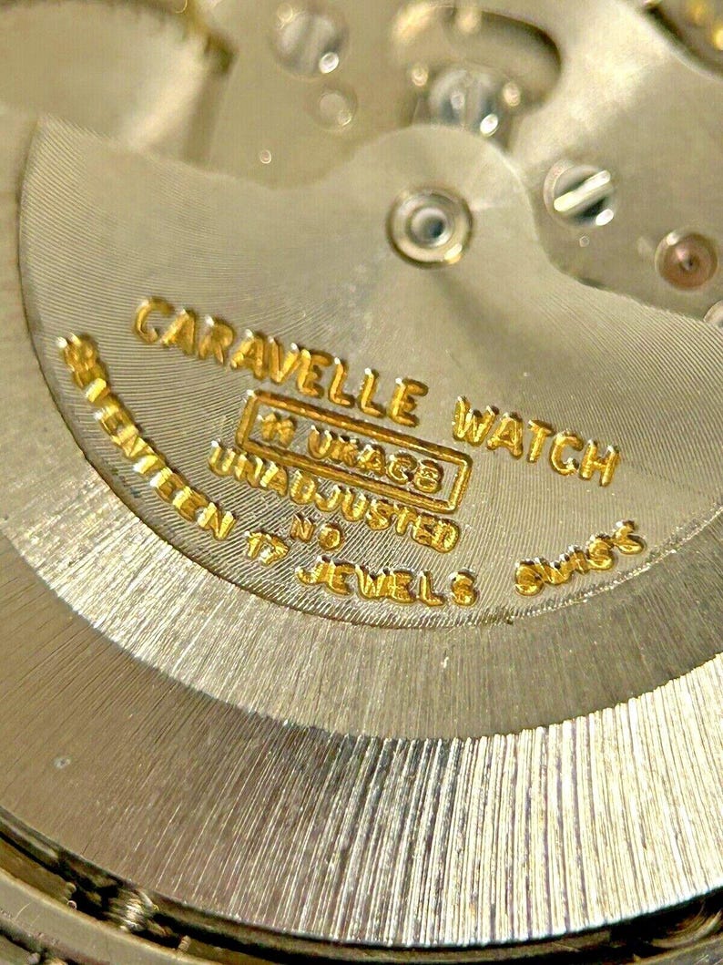 Caravelle 11 UKACB 824 Bulova Co Watch Parts Movement Balance Fork Spring Dial image 7