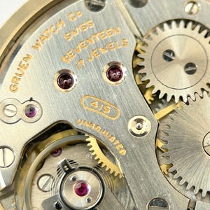Gruen Cal 415 Watch Parts Movement Balance Fork Wheels Spring Bridge image 2