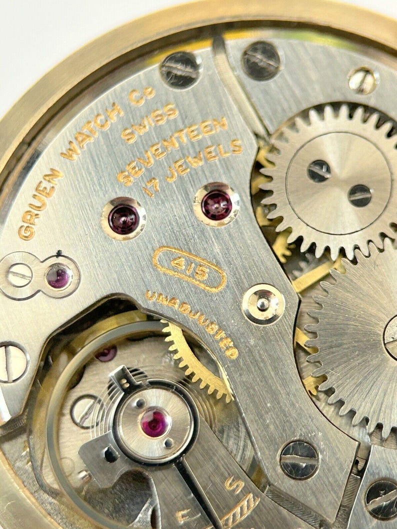 Gruen Cal 415 Watch Parts Movement Balance Fork Wheels Spring Bridge image 2