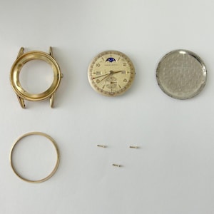 Kingston Watch 107 C Beweging Onderdelen Kast Wijzers Wijzerplaat Bezel Triple-Date Maanfase