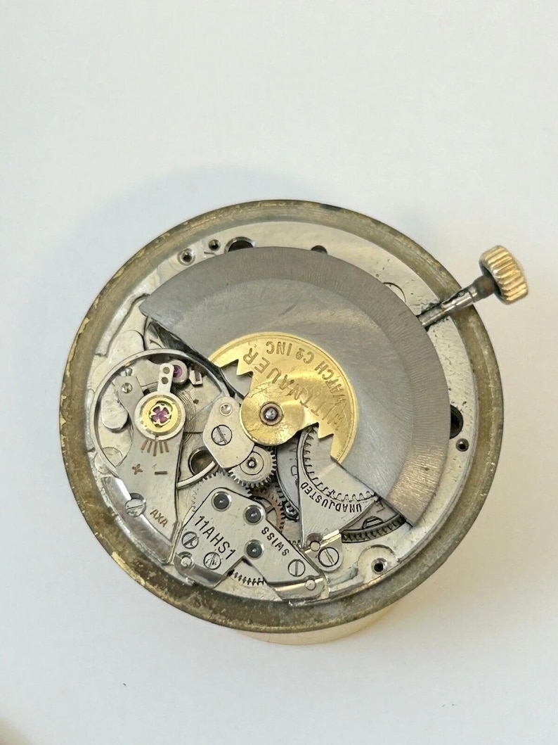 Piezas de reloj Wittnauer Cal 11AHS1 Movimiento Volante Resorte Esfera Manecilla Caja Horquilla imagen 1
