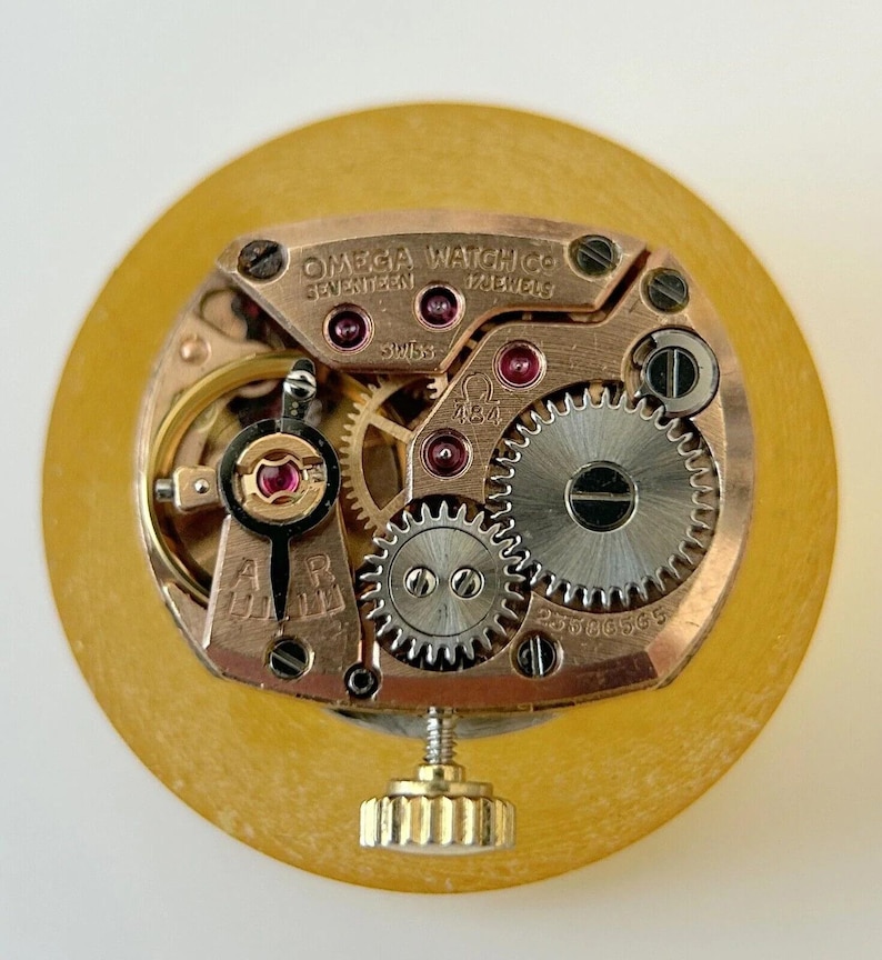 Omega Cal 484 Watch Movement Parts Balance Fork Spring Bridge Barrel Wheels image 1