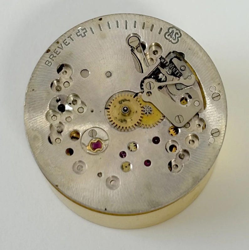 Eska Brevet AS Bumper 24.8 mm Uhrenteile Uhrwerk Unruh Gabel Federbrücke Bild 2