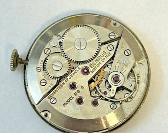 Benrus Cal BB4 Watch Parts Movement Balance Fork Wheels Spring Bridge Dial