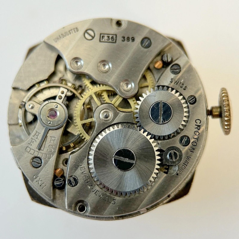 Croton Cal F.36 389 Watch Parts Movement Balance Fork Spring Bridge image 1
