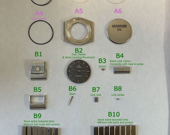 Concord Mariner SG watch part case movement crystal 18mm link crown stem dial 2
