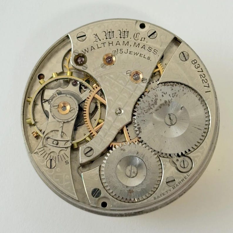 Waltham Grade 620 Pocket Watch Part Movement Balance Fork Spring Bridge Dial image 1