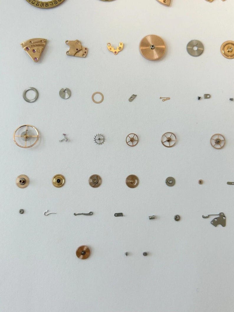 Omega 752 Watch Movement Parts Balance Fork Wheel Spring Bridge Calander Desk image 4