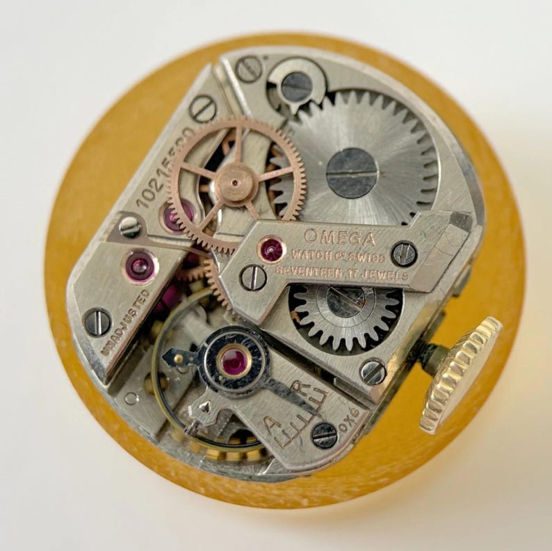 Omega Cal R13.5 SC Watch Movement Parts Balance Fork Spring Bridge Barrel Wheels image 1