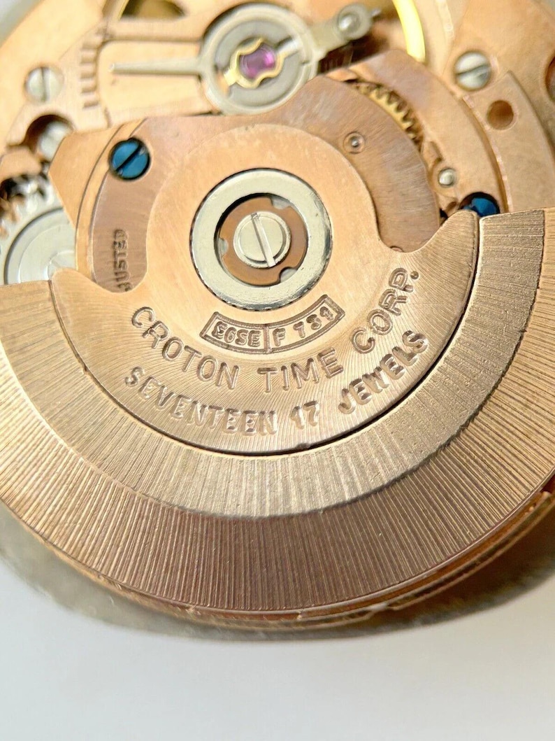 Croton Cal ETA 2789 Watch Parts Movement Balance Spring Dial Hand Calendar Desk image 3