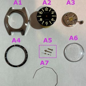 Vantage Diver 38mm watch parts case back movement bezel crystal hands crown image 1