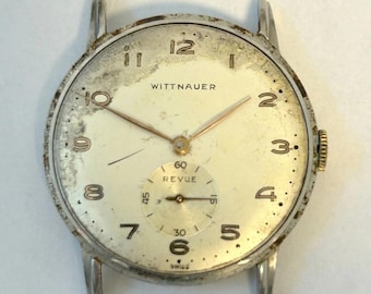 Piezas del reloj Wittnauer Revue 11TN Movimiento Horquilla Ruedas Puente de resorte Esfera