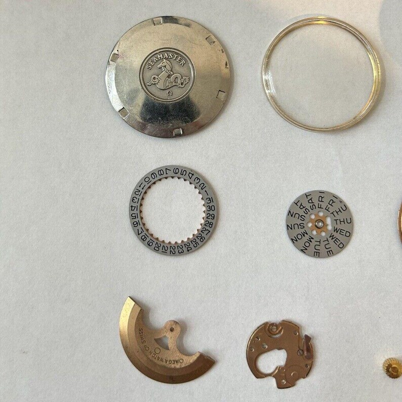 Omega Cal 751 Parts Movement Balance Fork Wheel Spring Bridge Watch Dial 166.032 image 3