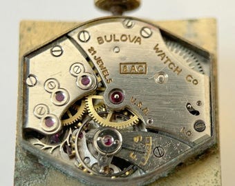 Bulova Cal 8AC Watch Parts Movement Balance Fork Wheels Spring Bridge