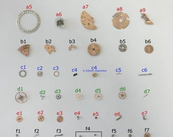Peças do mecanismo do relógio Omega Cal 562: Diapasão do balanço, roda, mola, ponte 6