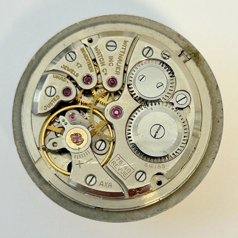 Movimento per orologio Wittnauer Cal 76/4G Revue per parti, bilanciere, forcella, molla, ponte immagine 1