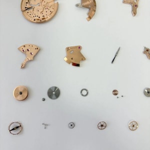 Piezas de reloj Omega Cal 351 Movimiento Balance Horquilla Rueda Resorte 350 354 352 353 355 imagen 2