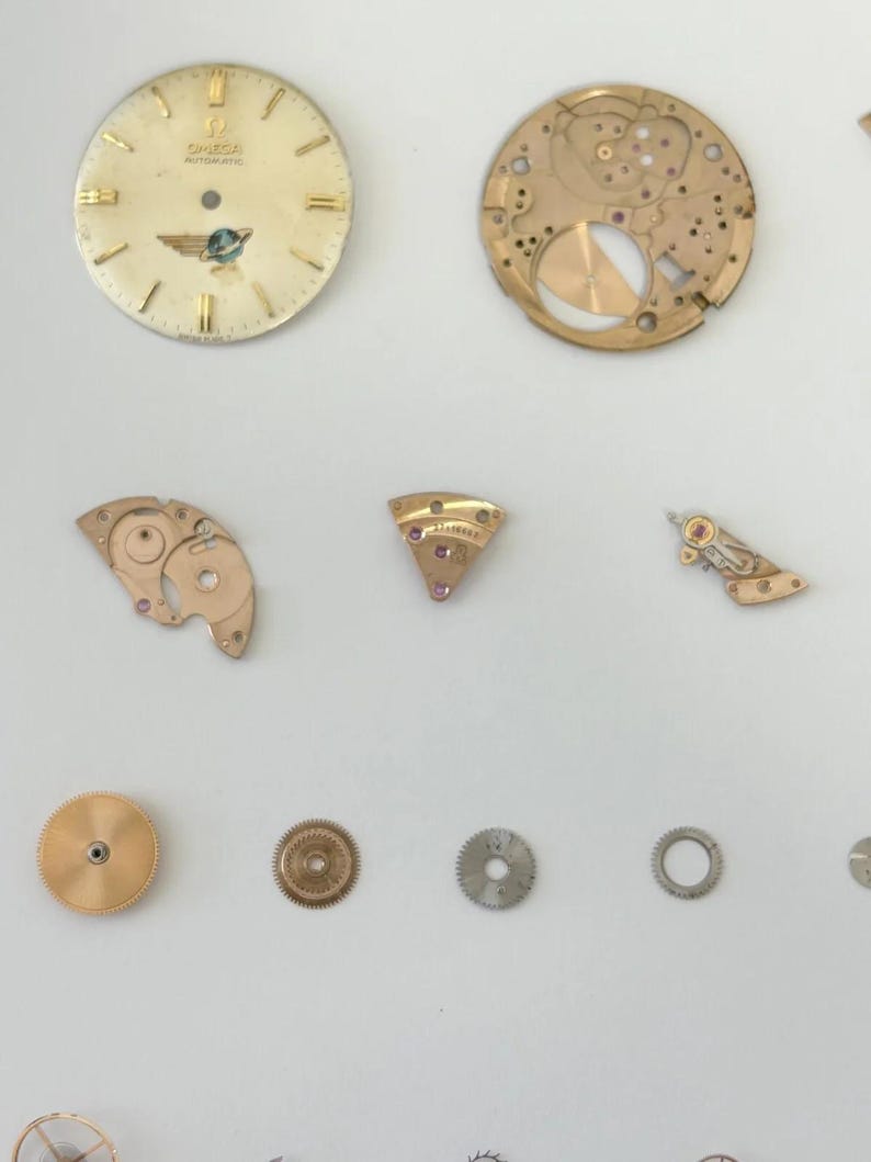 Omega Cal 550 Uhrwerk-Teile Zifferblatt Unruh Federplatte Gabelrad Rotor 6 Bild 2