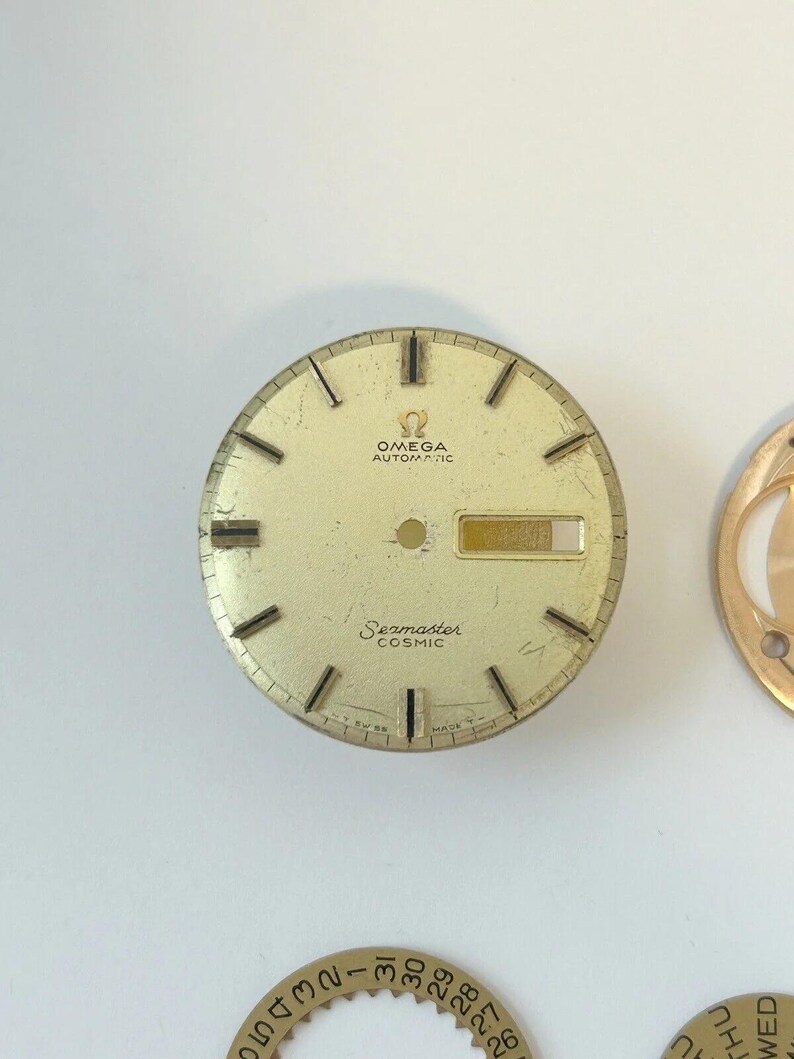 Omega 752 Watch Movement Parts Balance Fork Wheel Spring Bridge Calander Desk image 6