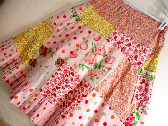 Cotton Skirt, Vintage Cotton Skirt, Handmade Vinta