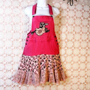 Upcycled Overalls Dress, Country Chic Clothing, Handmade Bohemian Refashioned Dress, Size Small