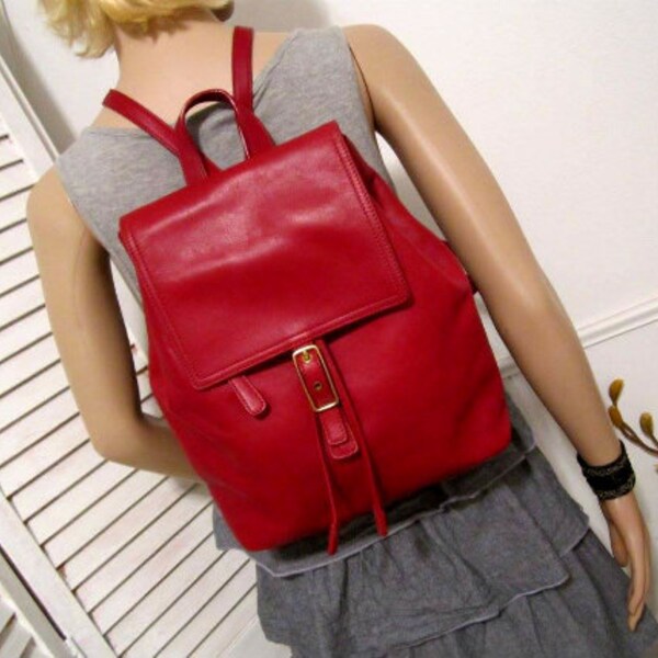 RESERVED for Maxwellsmail COACH Leather Backpack in Red Color All Leather  Backpack Red