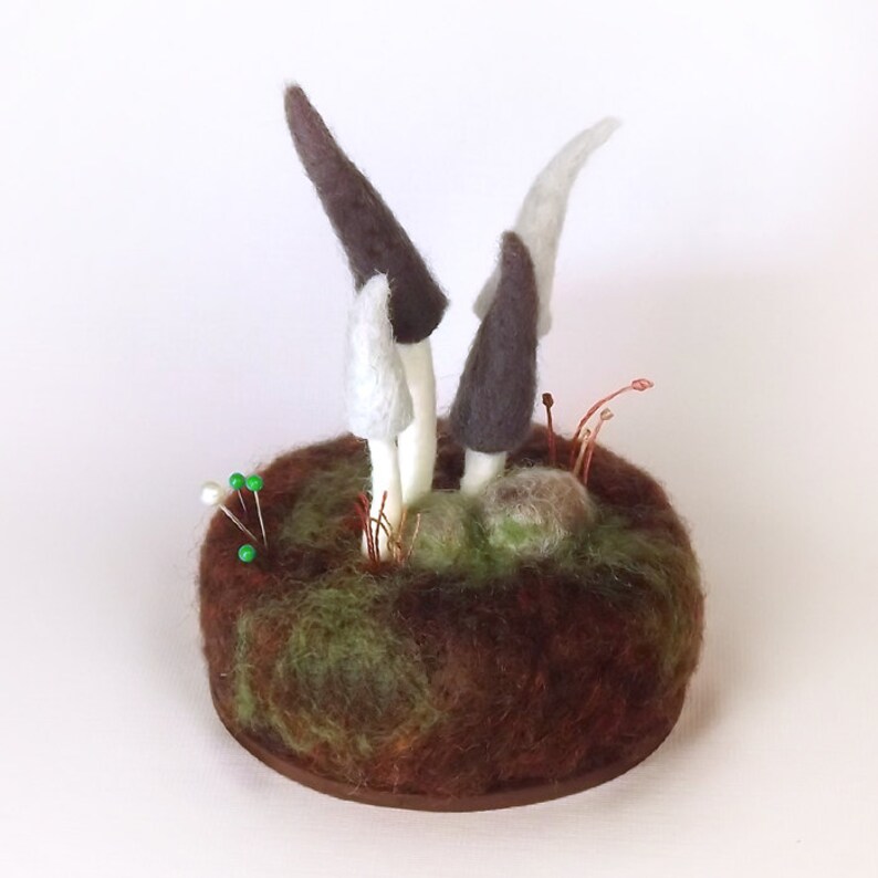 Pincushion Gnome Mushrooms in Grey Nature Home Decor Wool Etsy